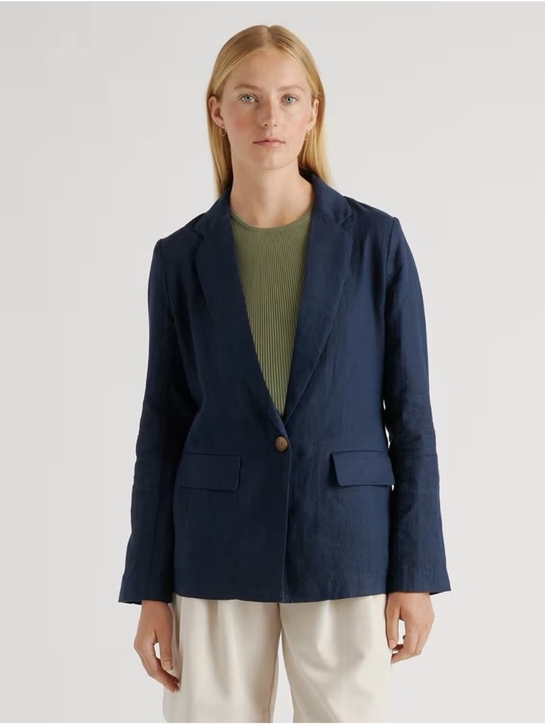 Quince Navy Single-Button Blazer